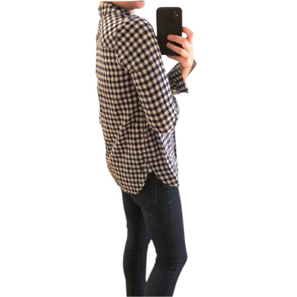 J. Crew navy and white gingham button down shirt - Picture 12 of 16